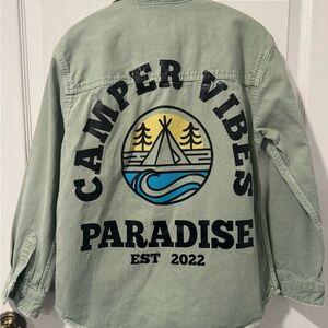 Zara Green Camper Vibes Shacket Size 10Y